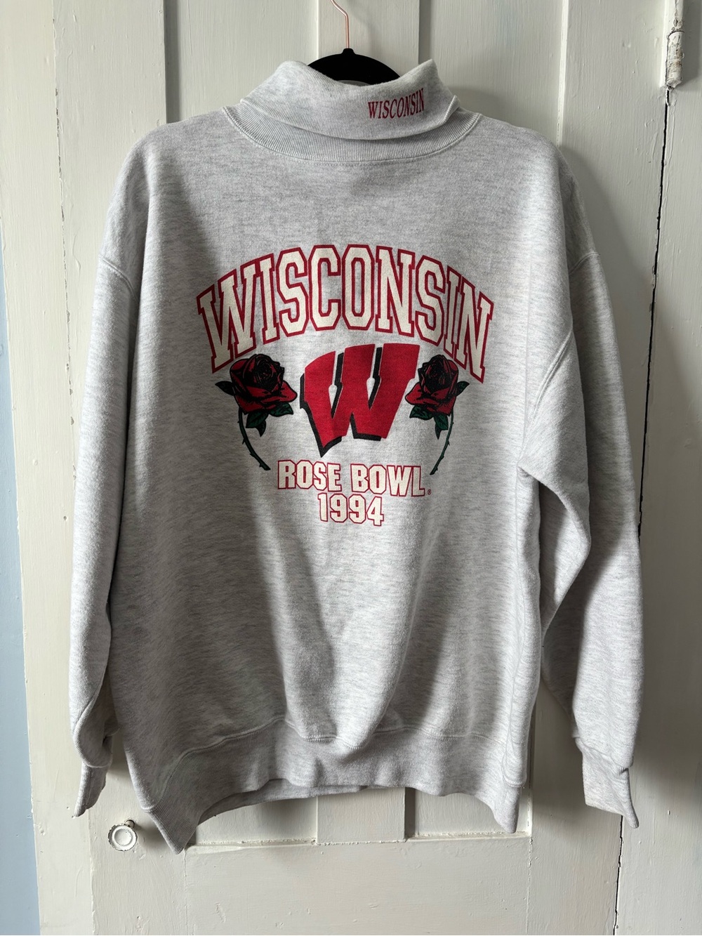 Wisconsin Rose Bowl 1994 Grey Crewneck Sweatshirt - Red Accents